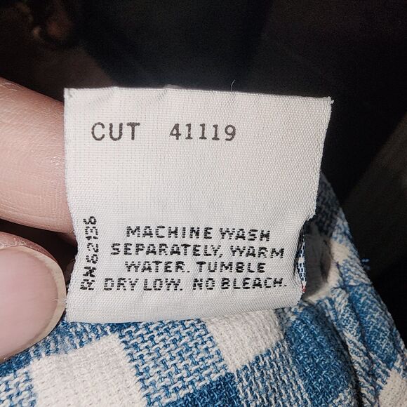 GUESS Sz 5 Vintage Blue White Checkered Snap Front Milkmaid Logo Jumper Dress - Picture 5 of 8